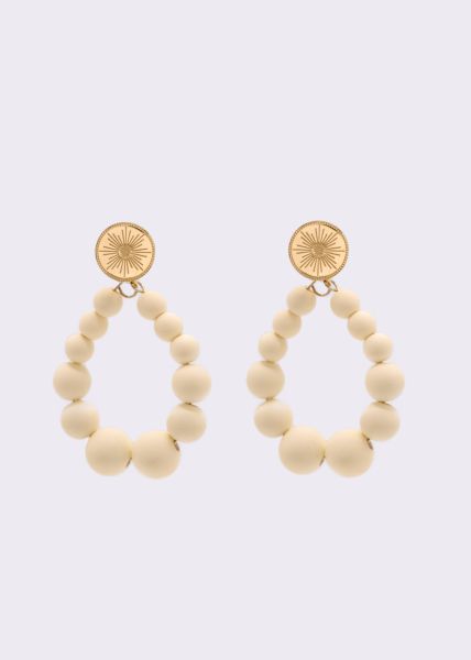 Stud earrings gold with pearls, beige
