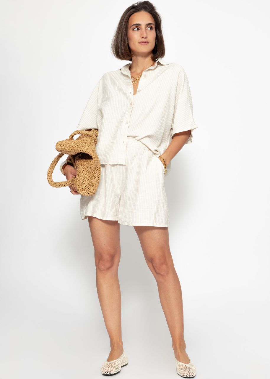 Striped shorts - light beige