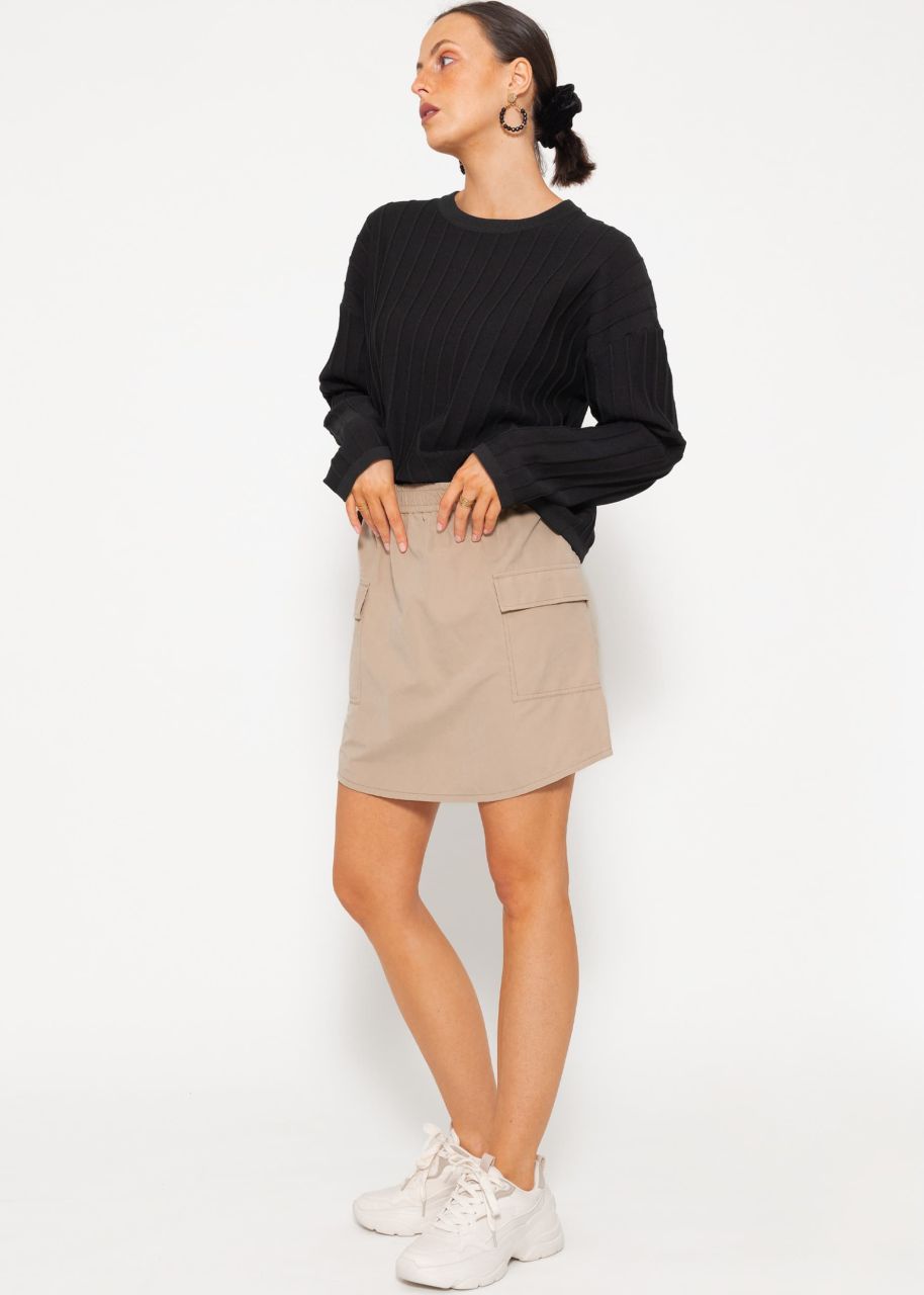 Fine sweater with ribbed texture - black