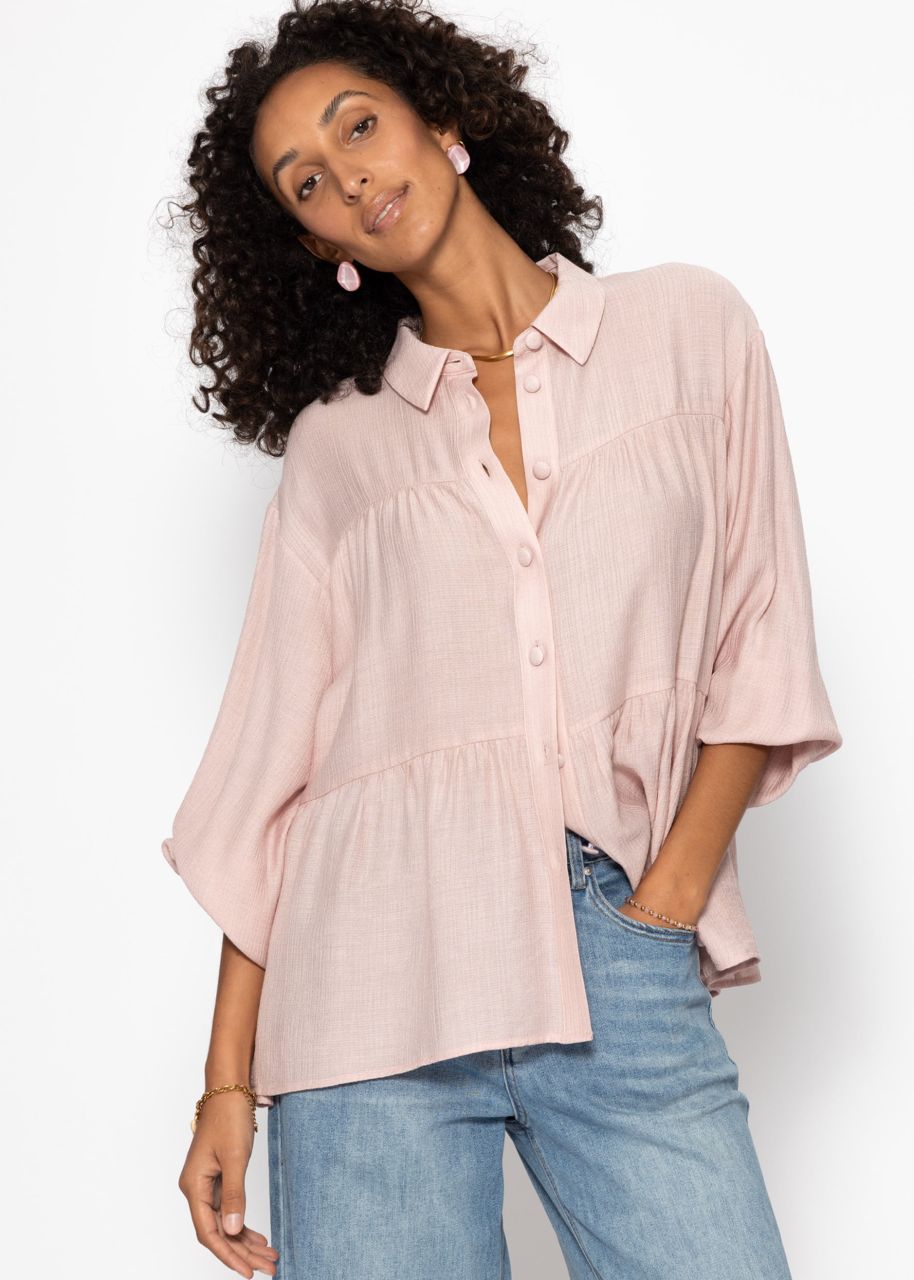 Lightweight blouse with flounces - dusky pink