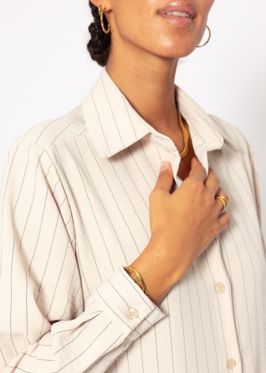 Classic cut blouse with stripes - beige