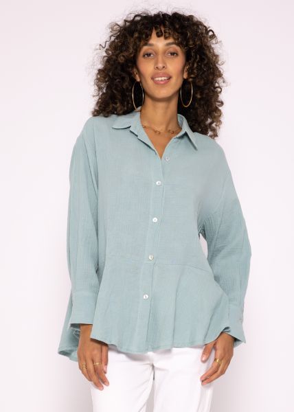 Muslin blouse with flounce, light green