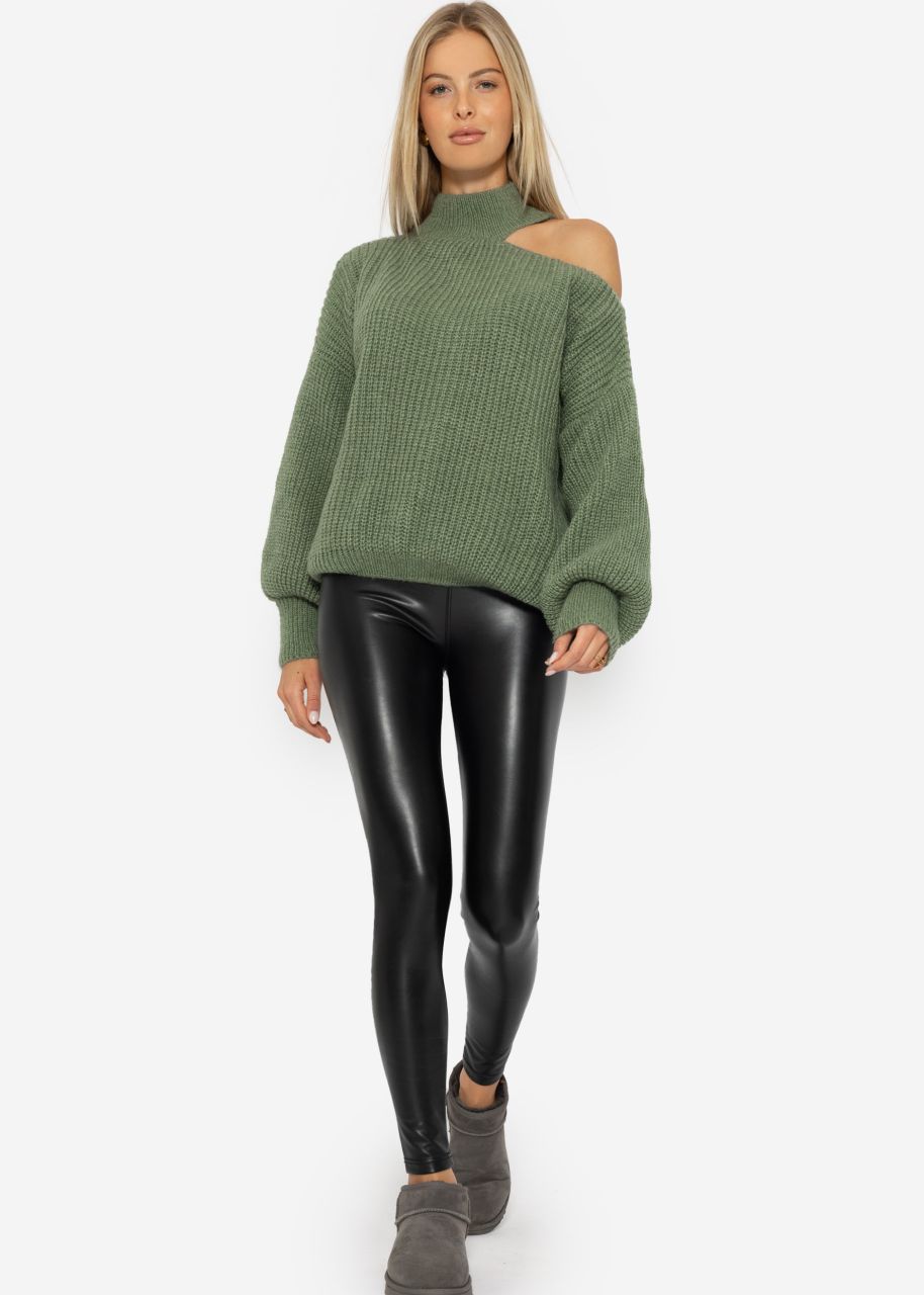 Oversize cut-out sweater - sage green