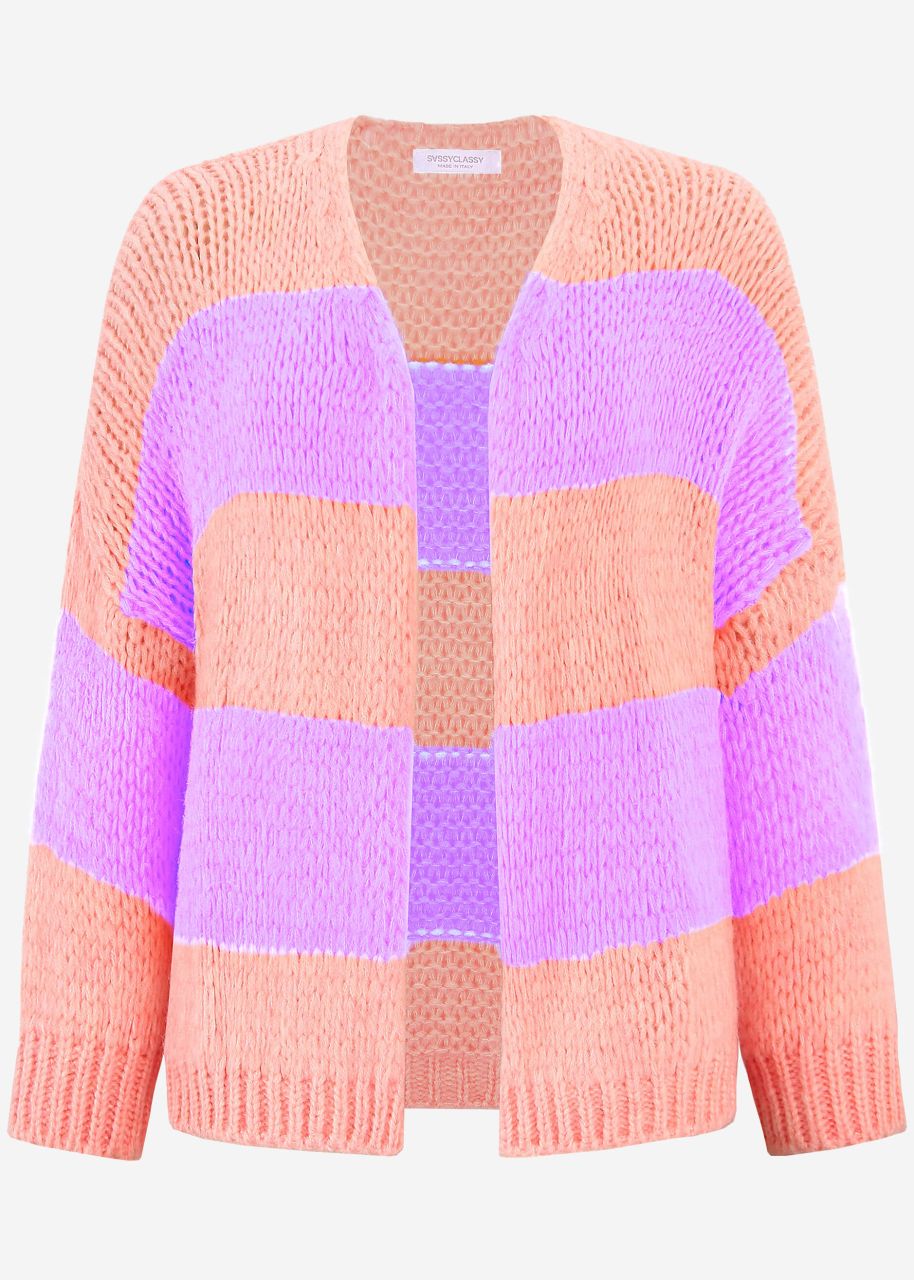 Striped oversize cardigan - peach-lilac