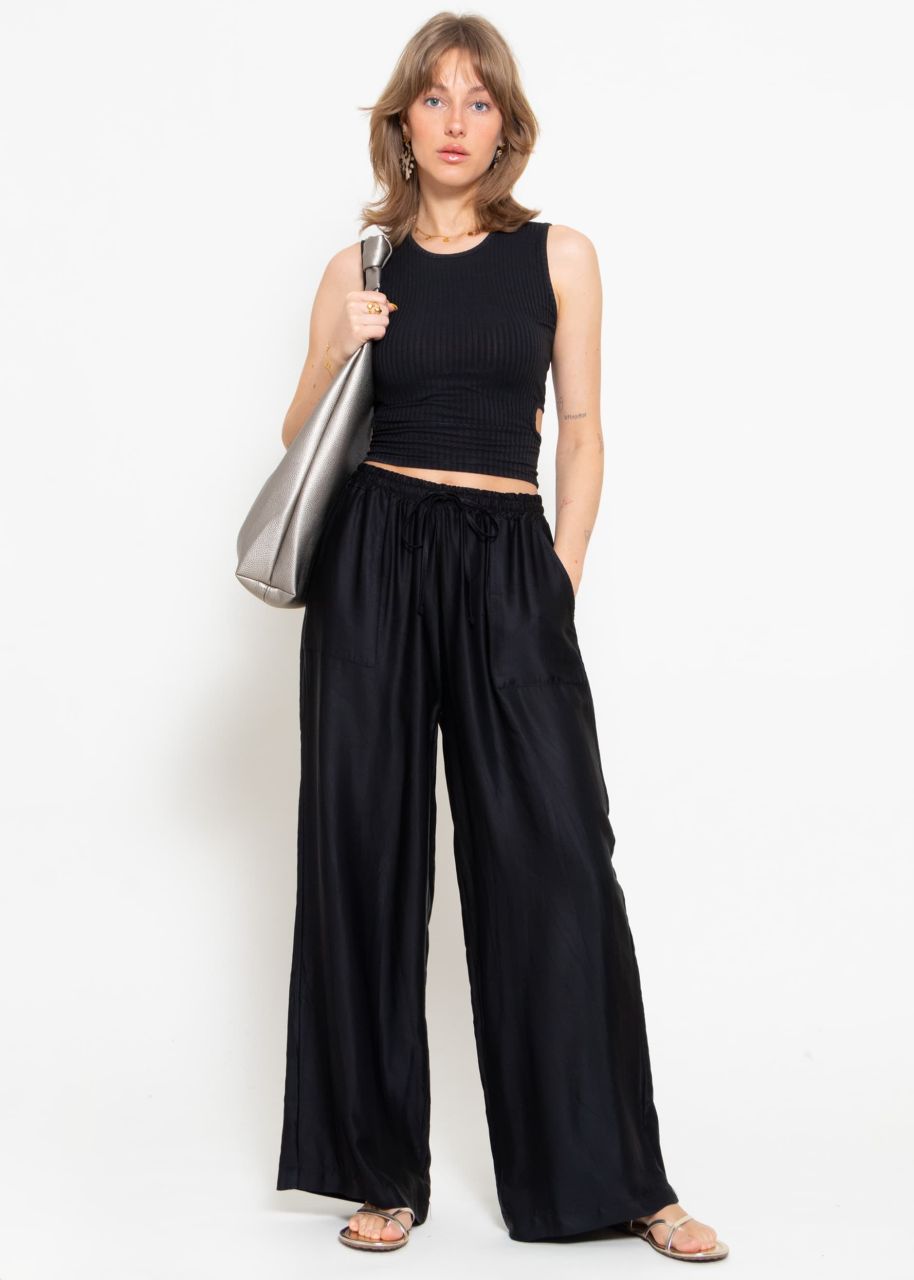 Satin pants - black