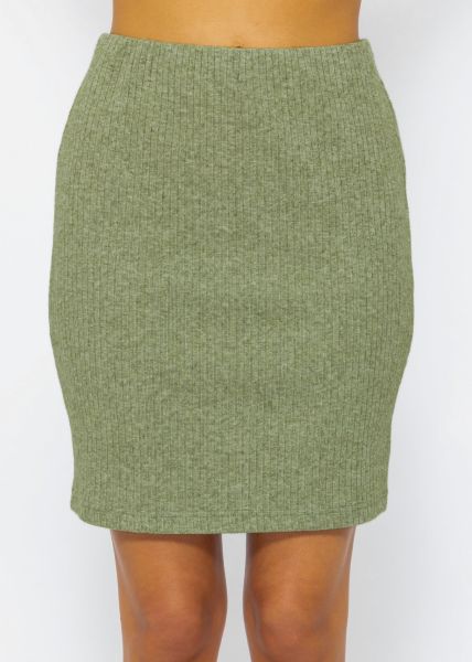 Ribbed short skirt - khaki