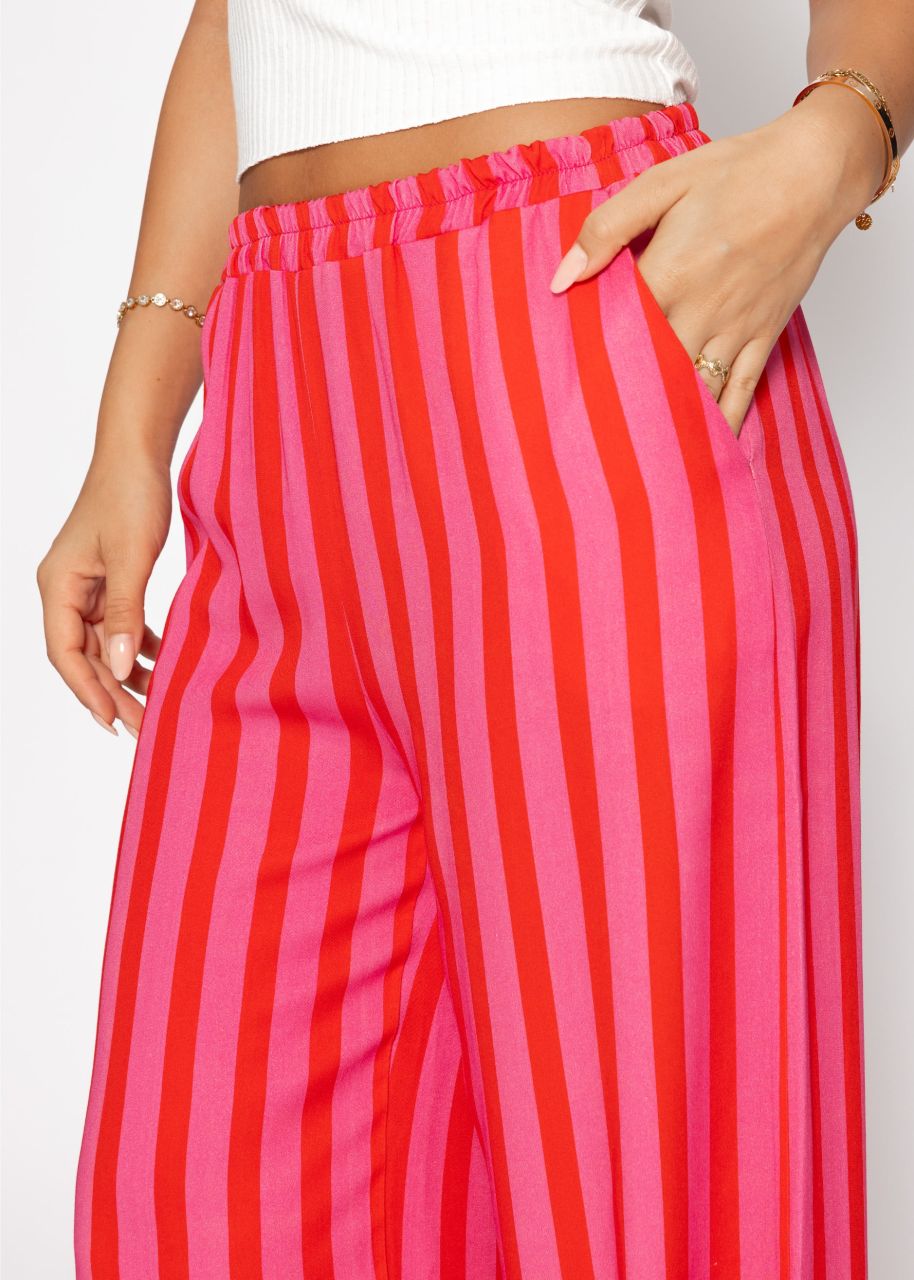 Striped trousers with wide leg - pink