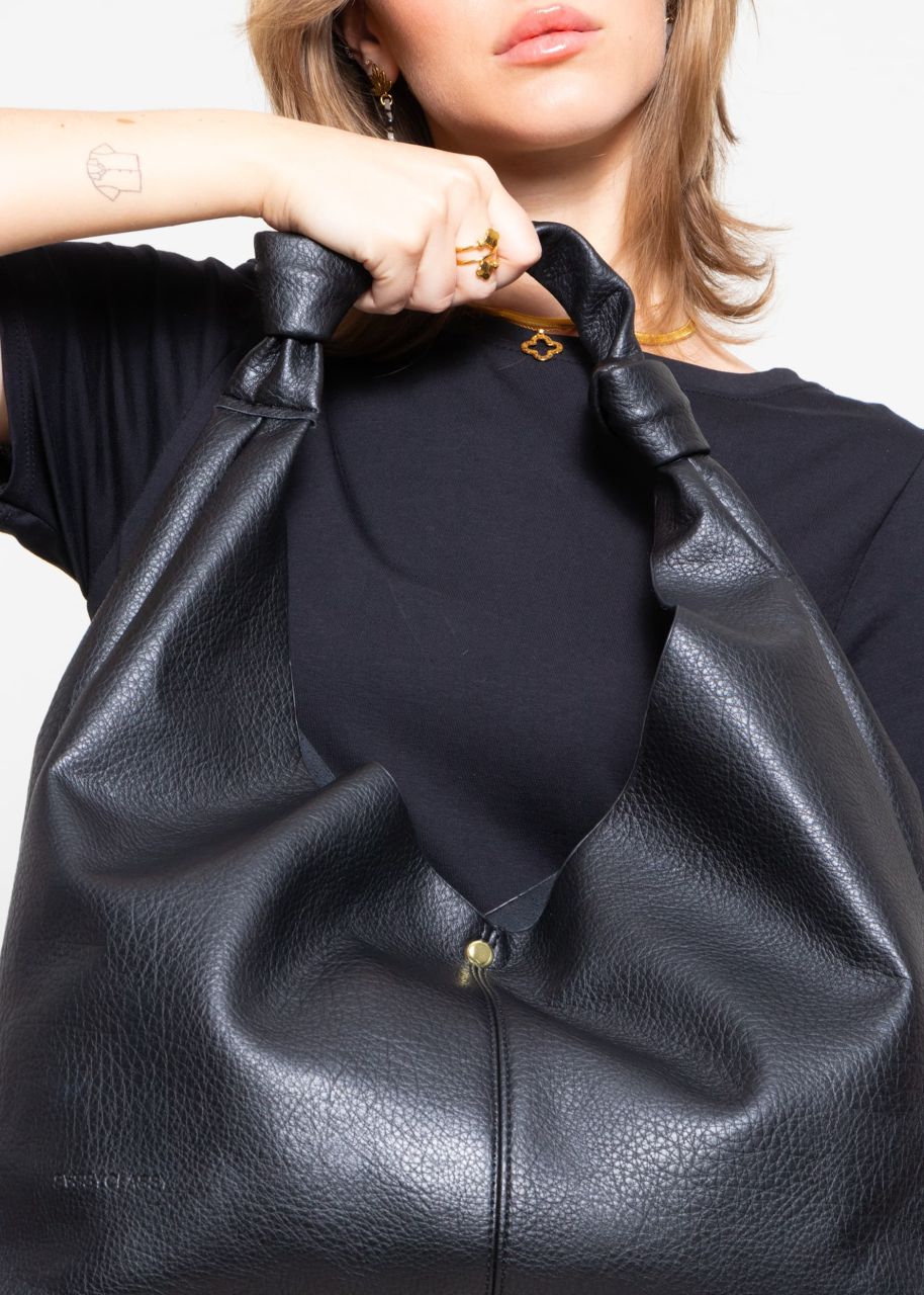 Shopper with knot detail - black