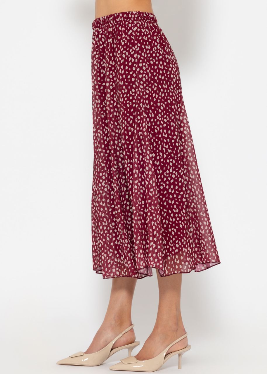 Long chiffon skirt with print - burgundy