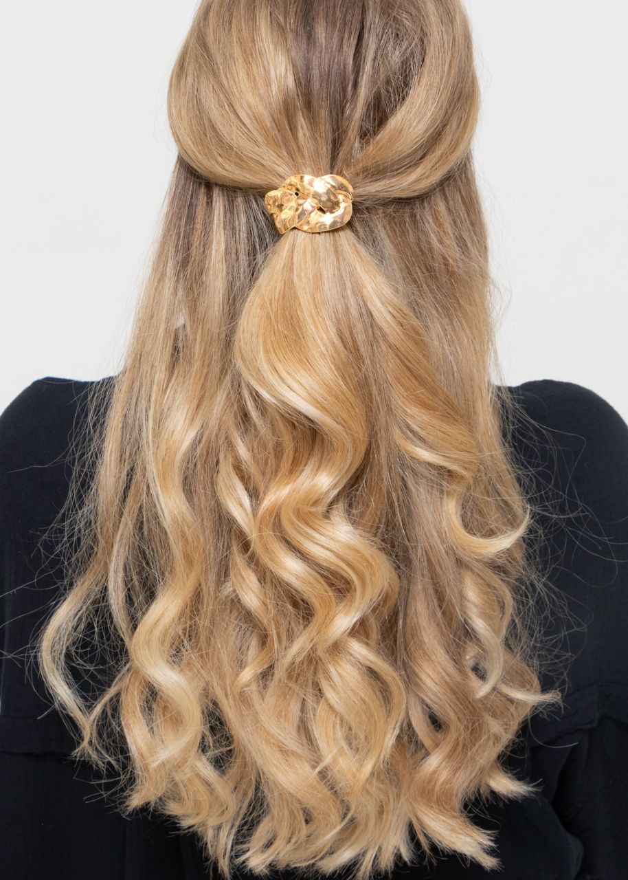 Hair tie with braided look - gold