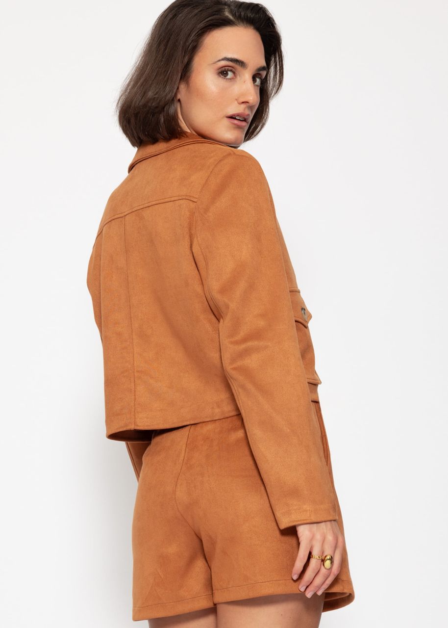 Suede-look jacket - cognac