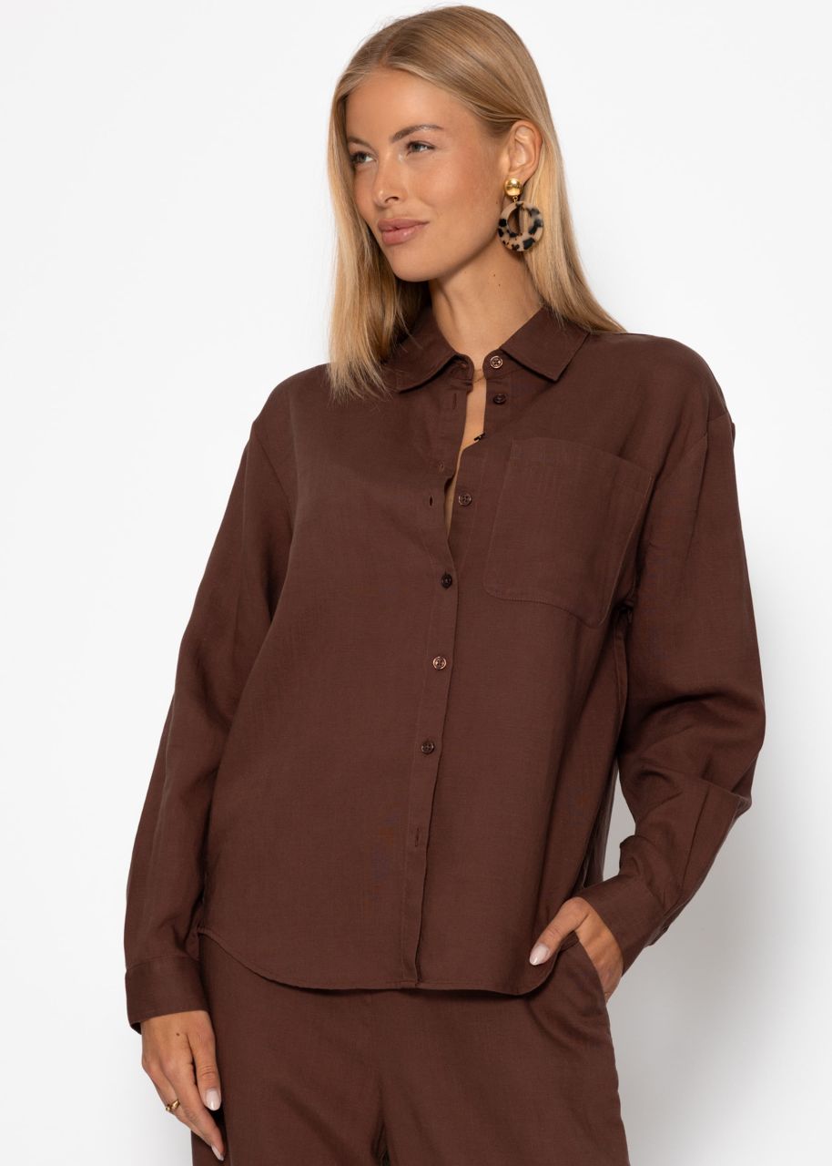 Linen shirt blouse - brown