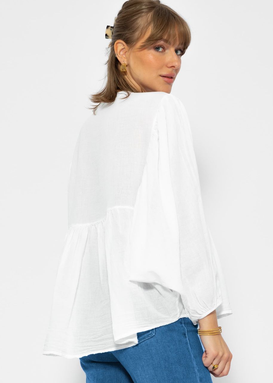 Oversize cotton voile blouse - white