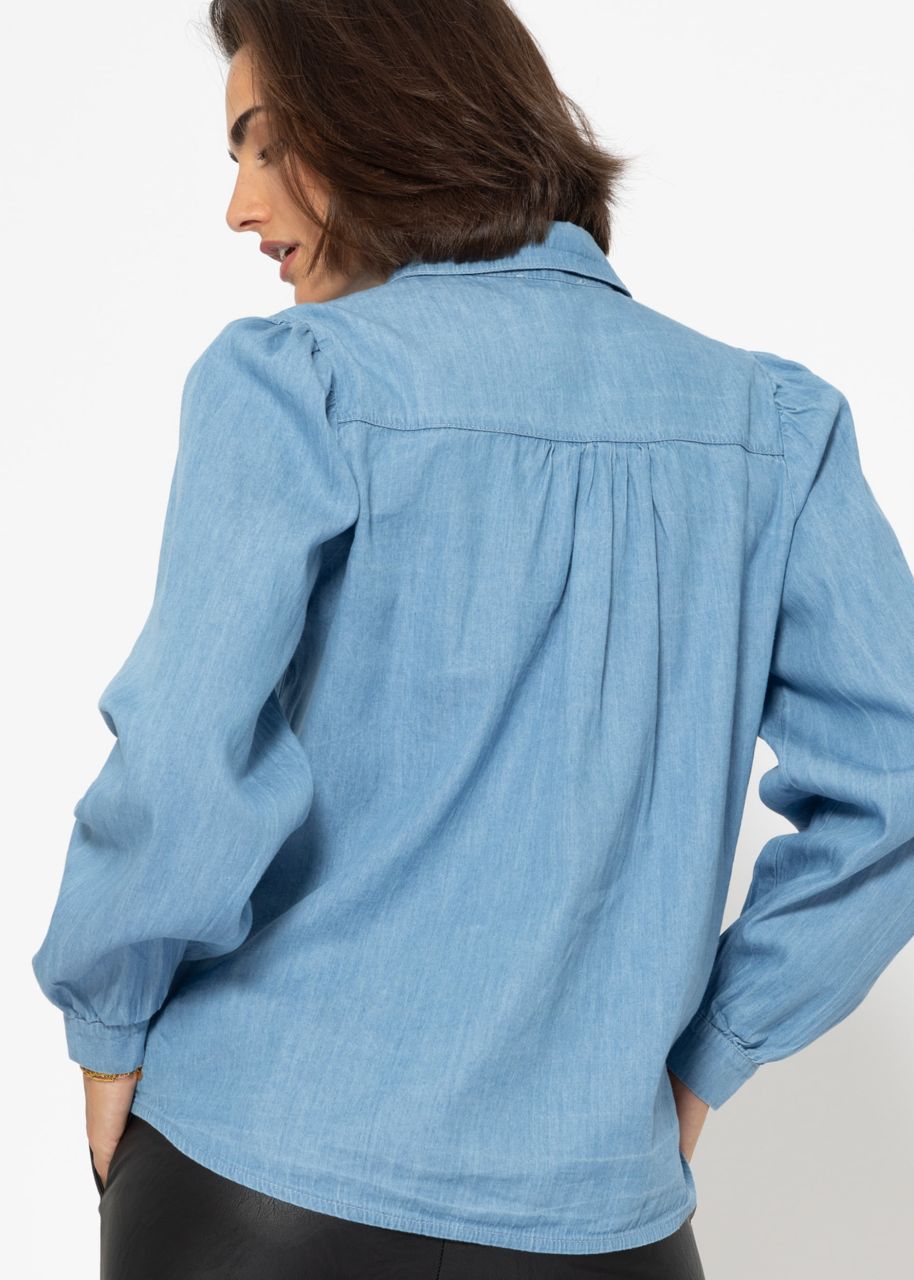 Feminine denim blouse - blue