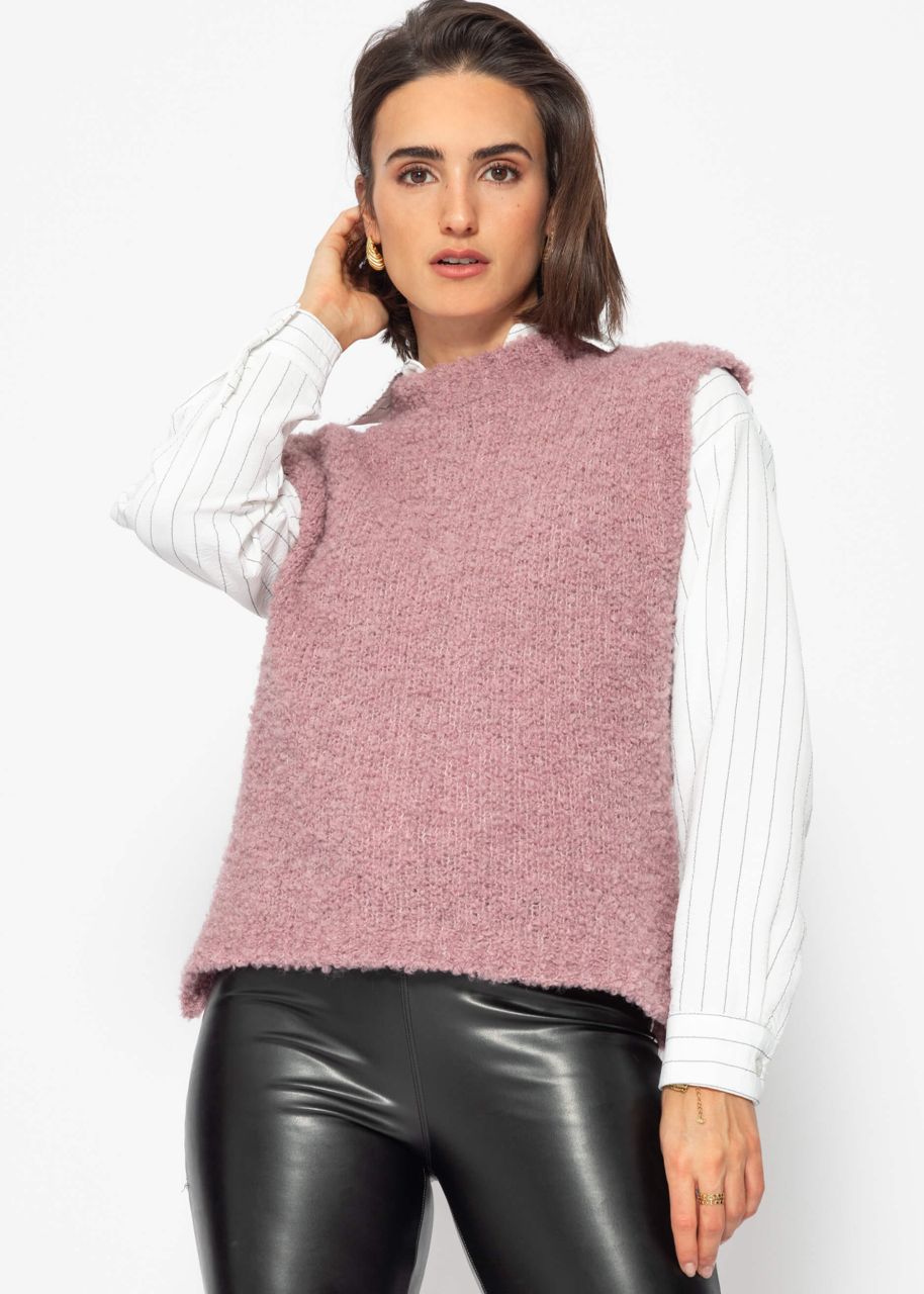 Casual knitted sweater - powder pink