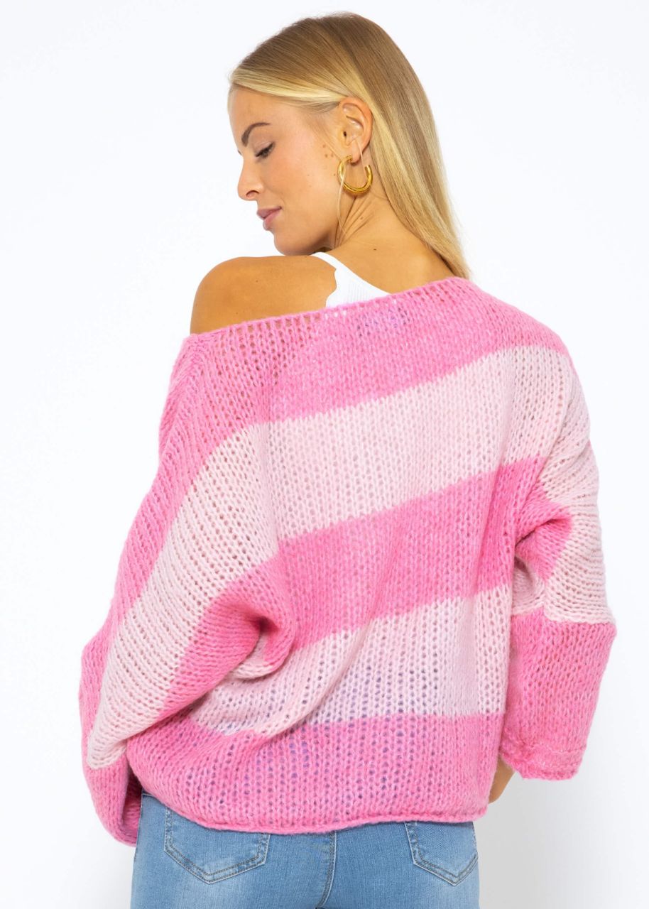 Loose knitted oversize jumper - pink