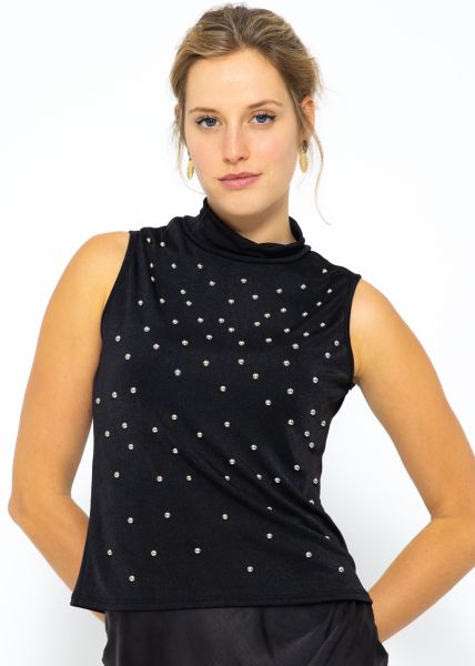 Flowing top with studs - black