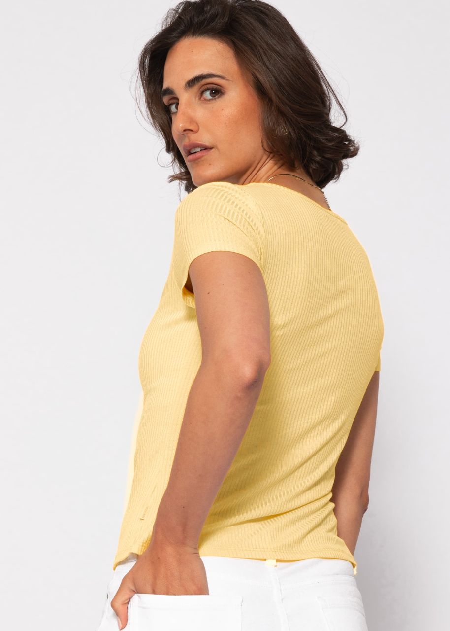 Ribbed T-shirt - yellow