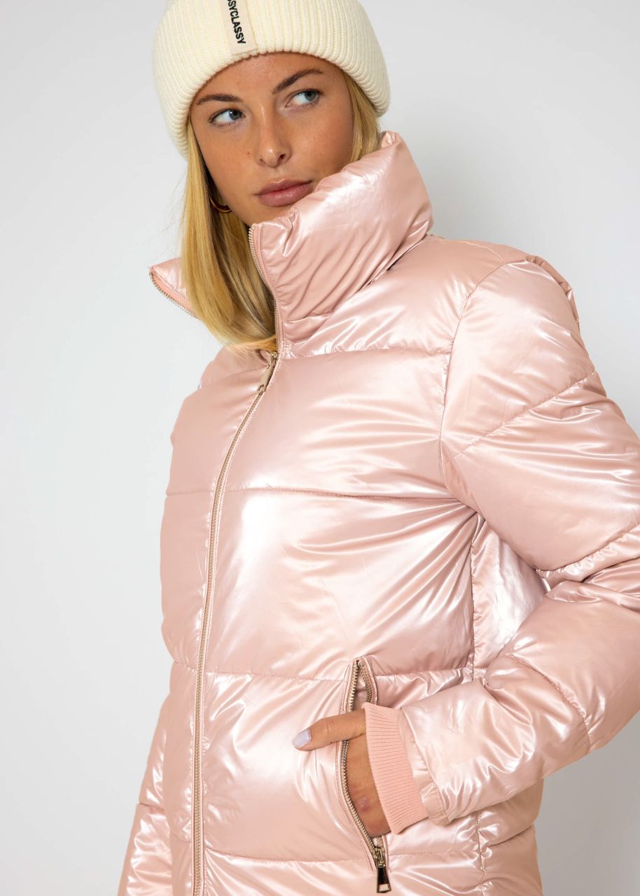 Puffer jacket with stand-up collar - pink