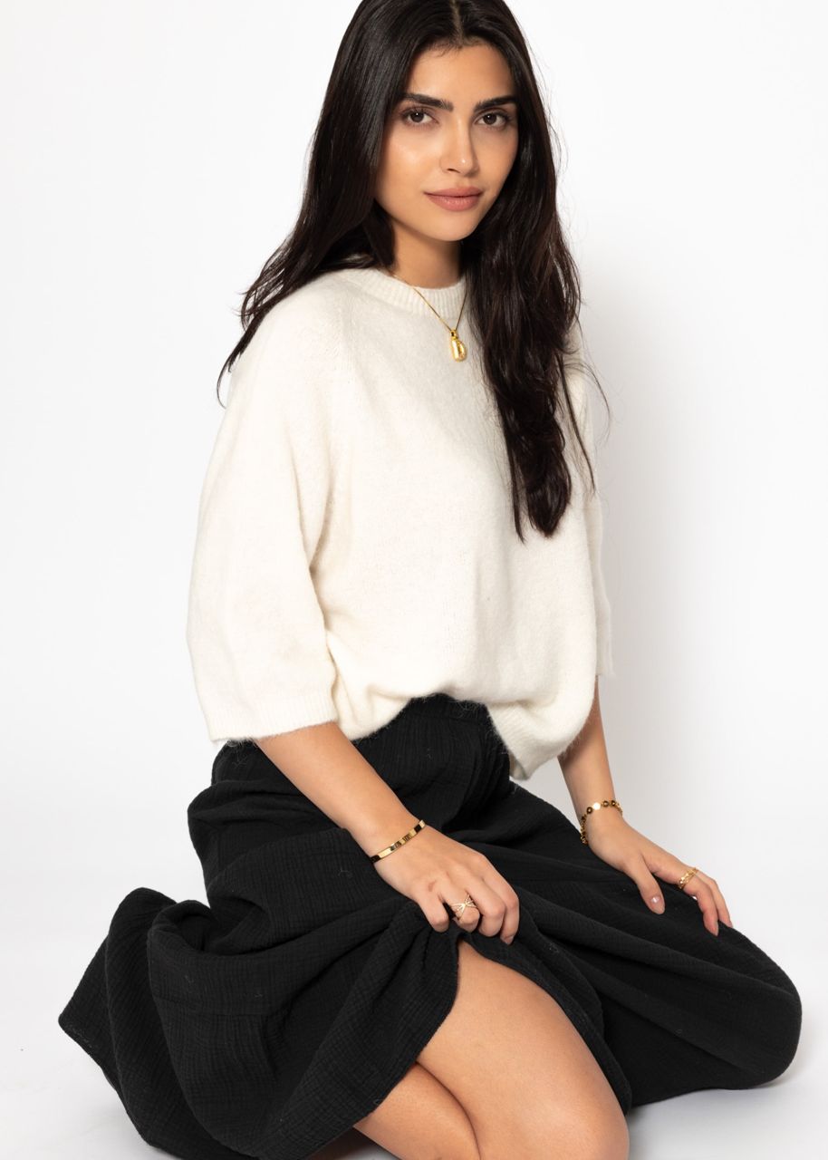 Muslin maxi skirt with flounces - black