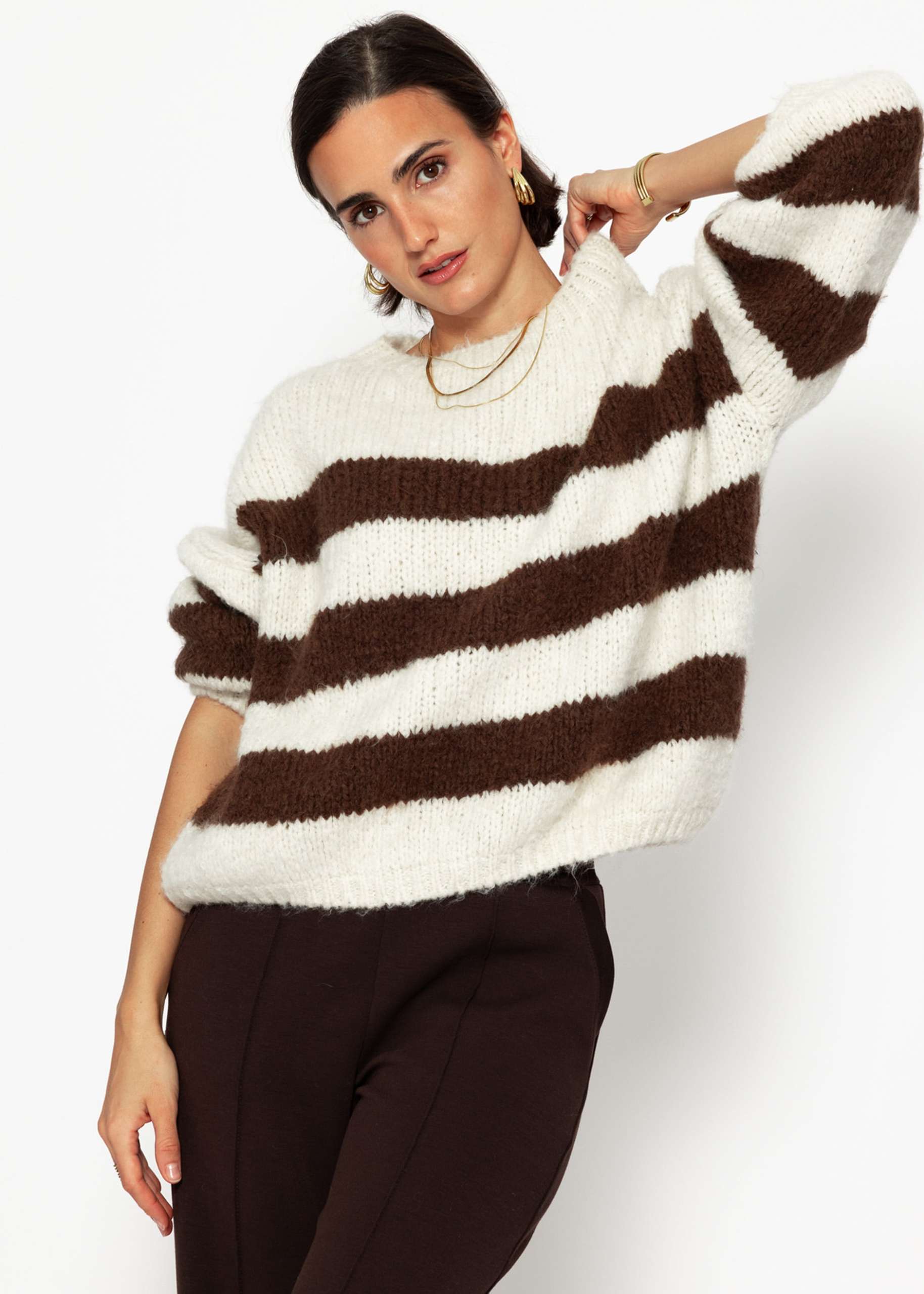 Striped oversize sweater - offwhite