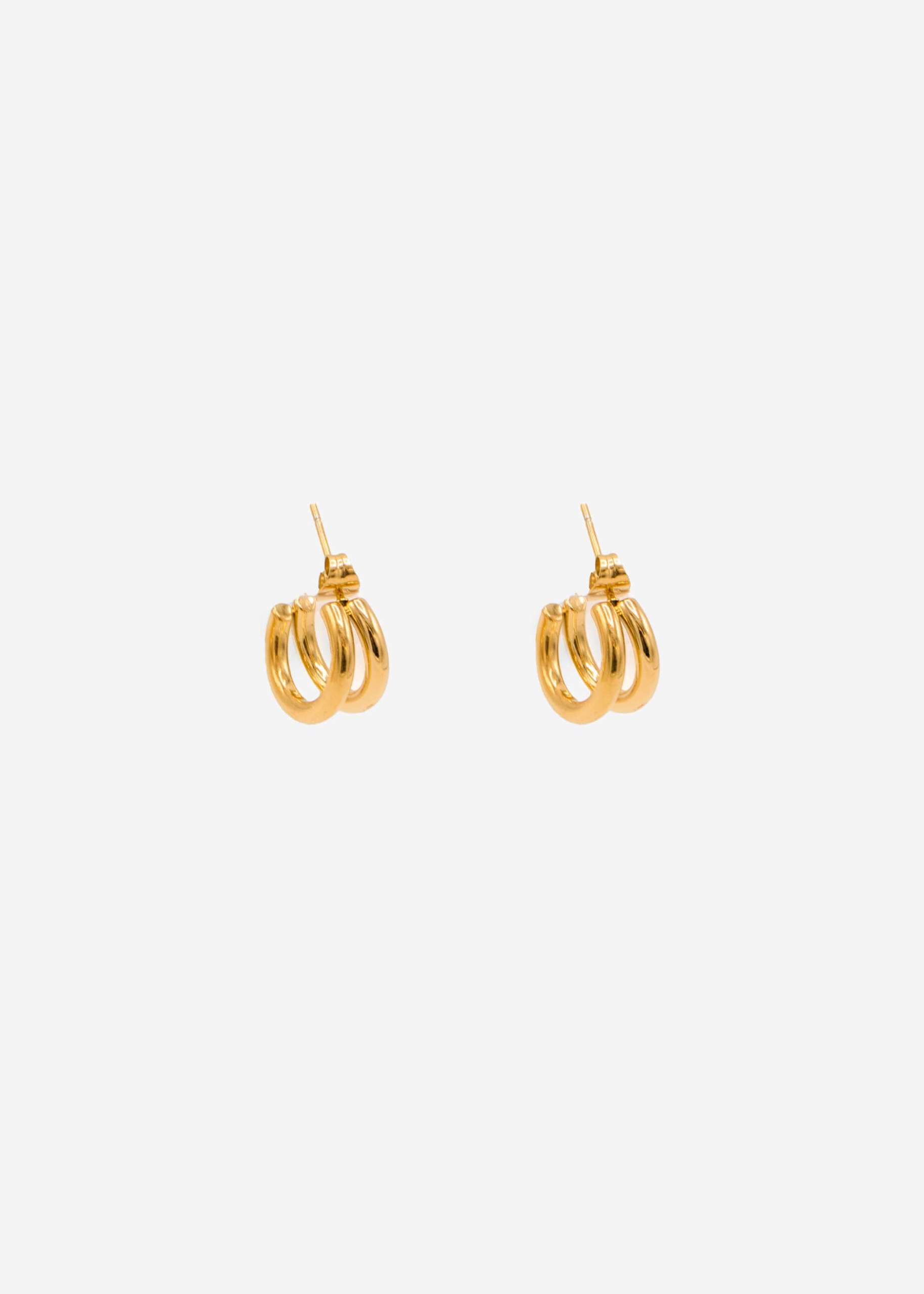 Double mini hoop earrings - gold