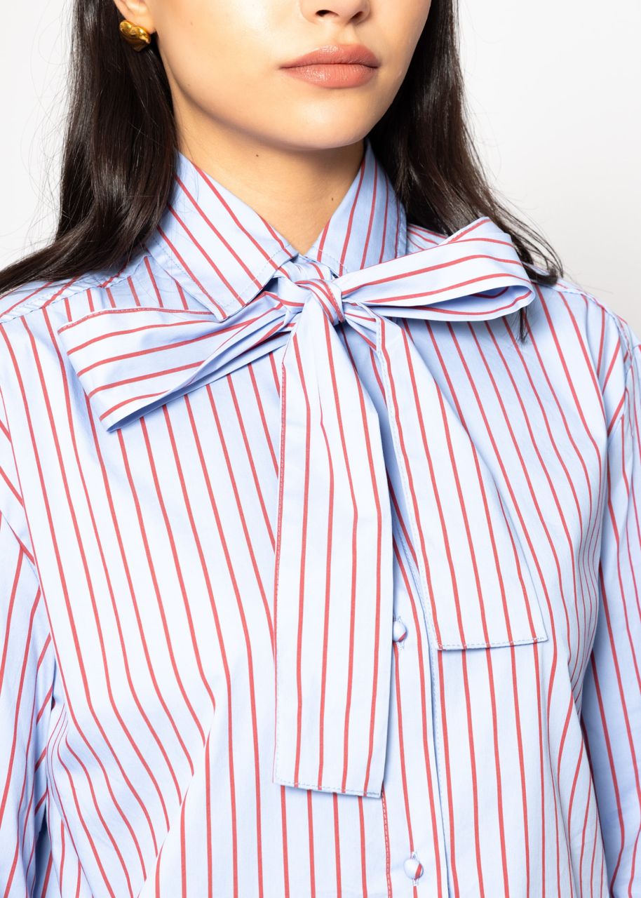 Striped flared blouse - blue