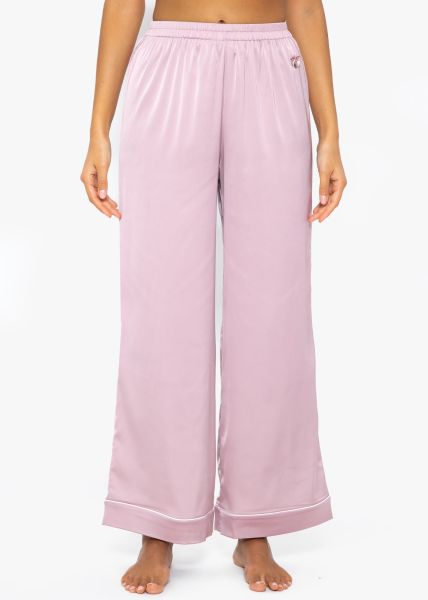 Satin pants with piping - pink