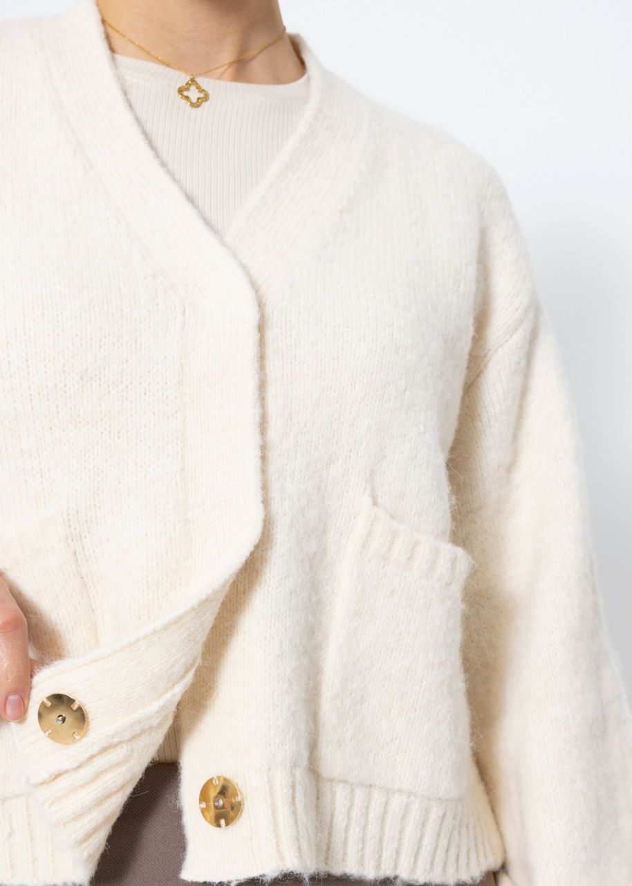 Cardigan with press studs - offwhite