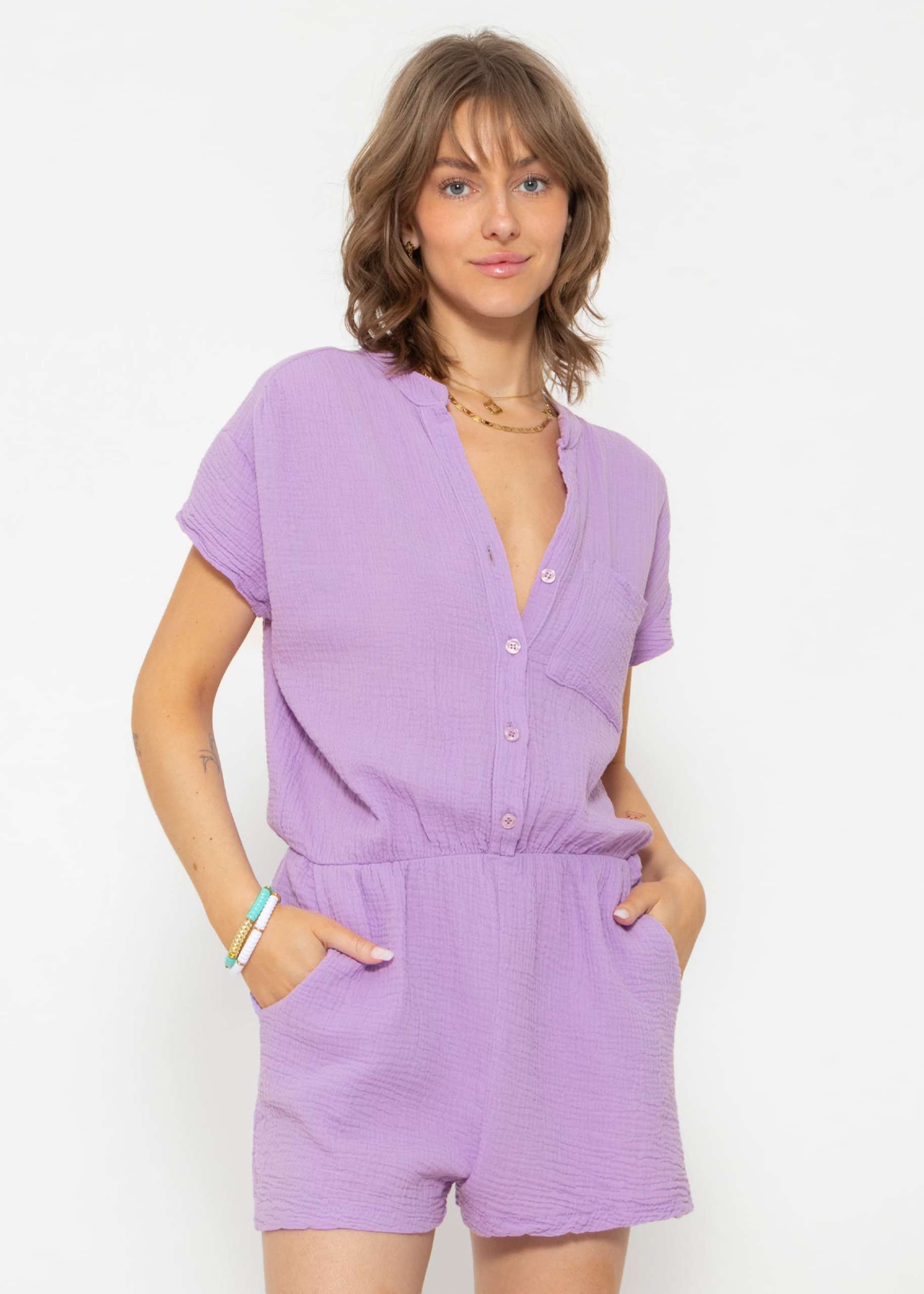 Muslin jumpsuit, purple