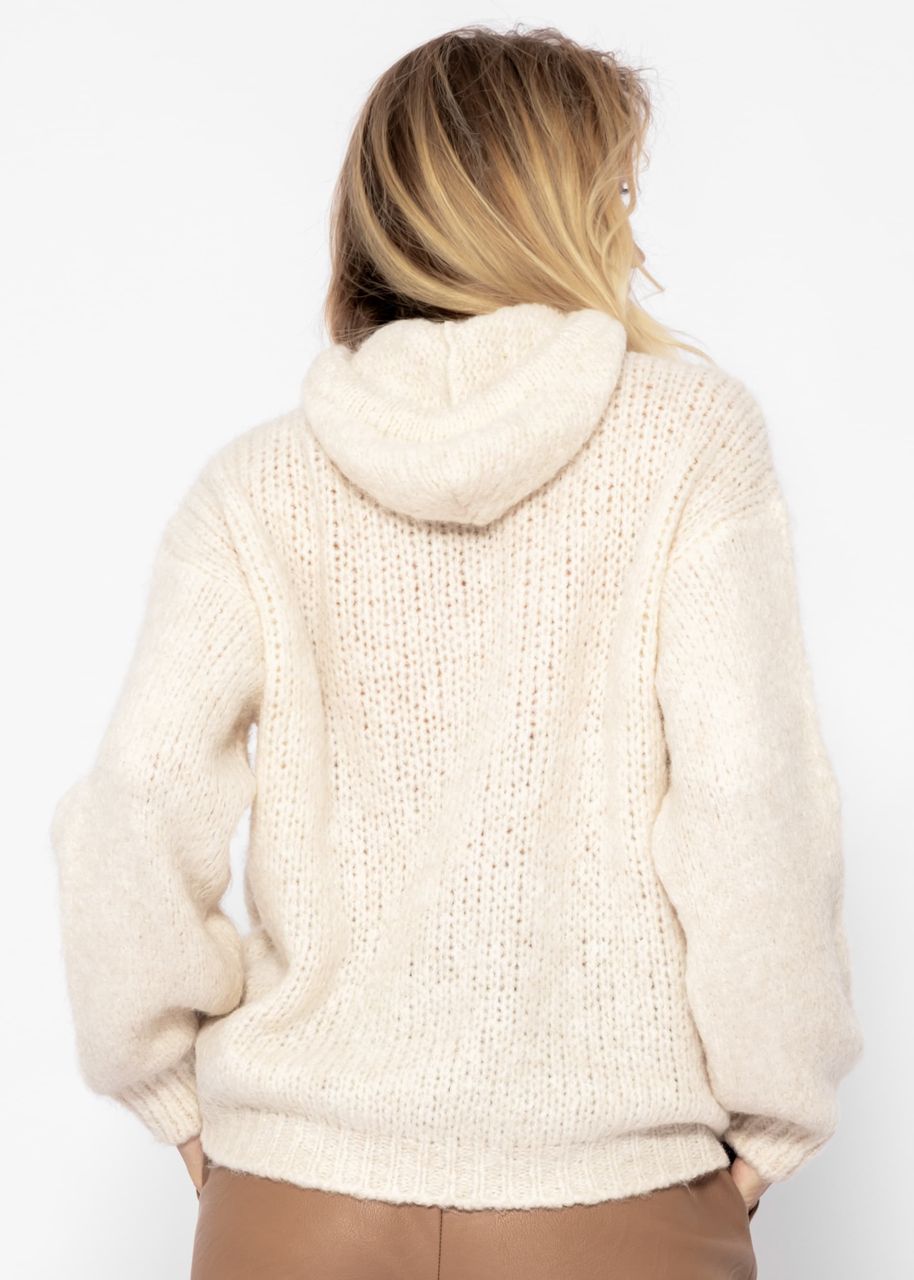 Jumper with hoodie - offwhite