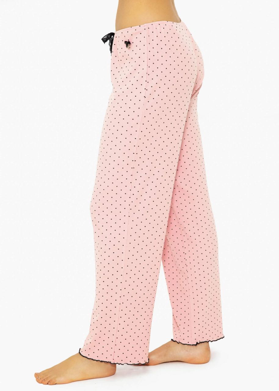 Sleeping pants with dots - pink