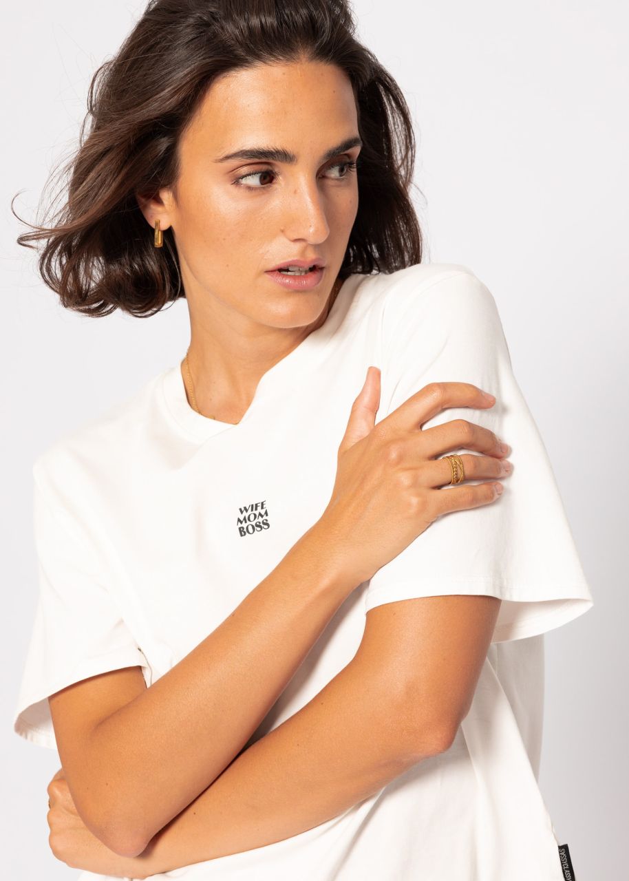 Oversized T-shirt with "MOM" print - offwhite