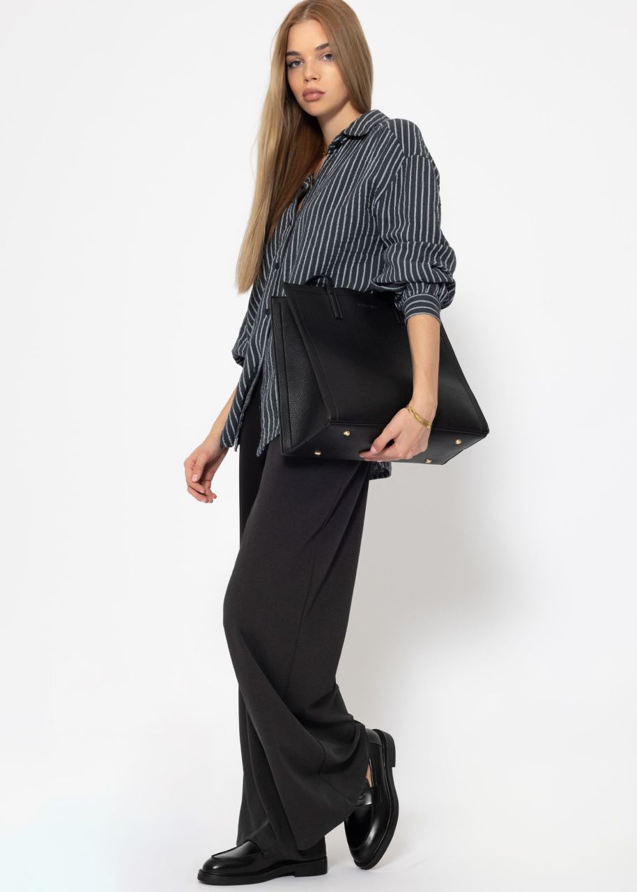 Oversize muslin blouse with light stripes - grey