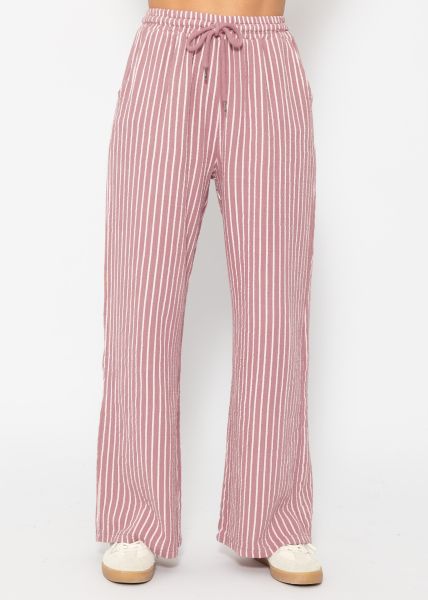 Striped muslin pants - dusky pink