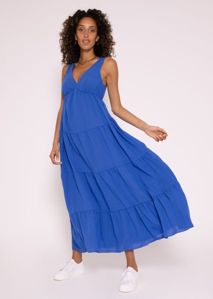 Maxi dress with flounces, royal blue
