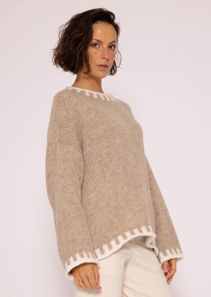 Jumper with offwhite details, beige