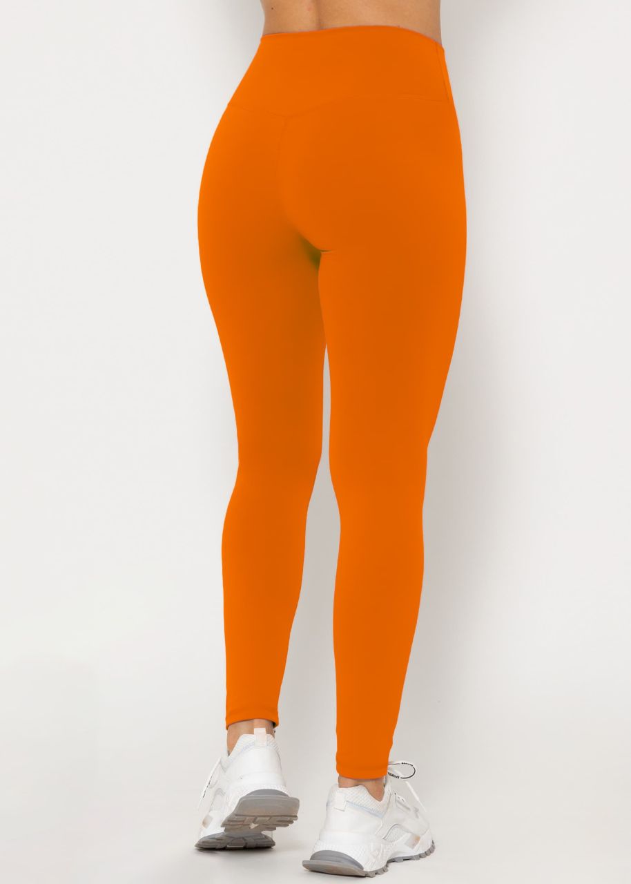 Sports leggings with high waist - orange