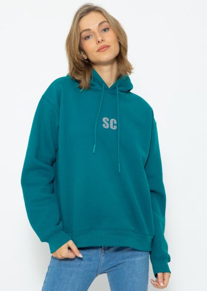 Sweatshirt with hood - petrol green