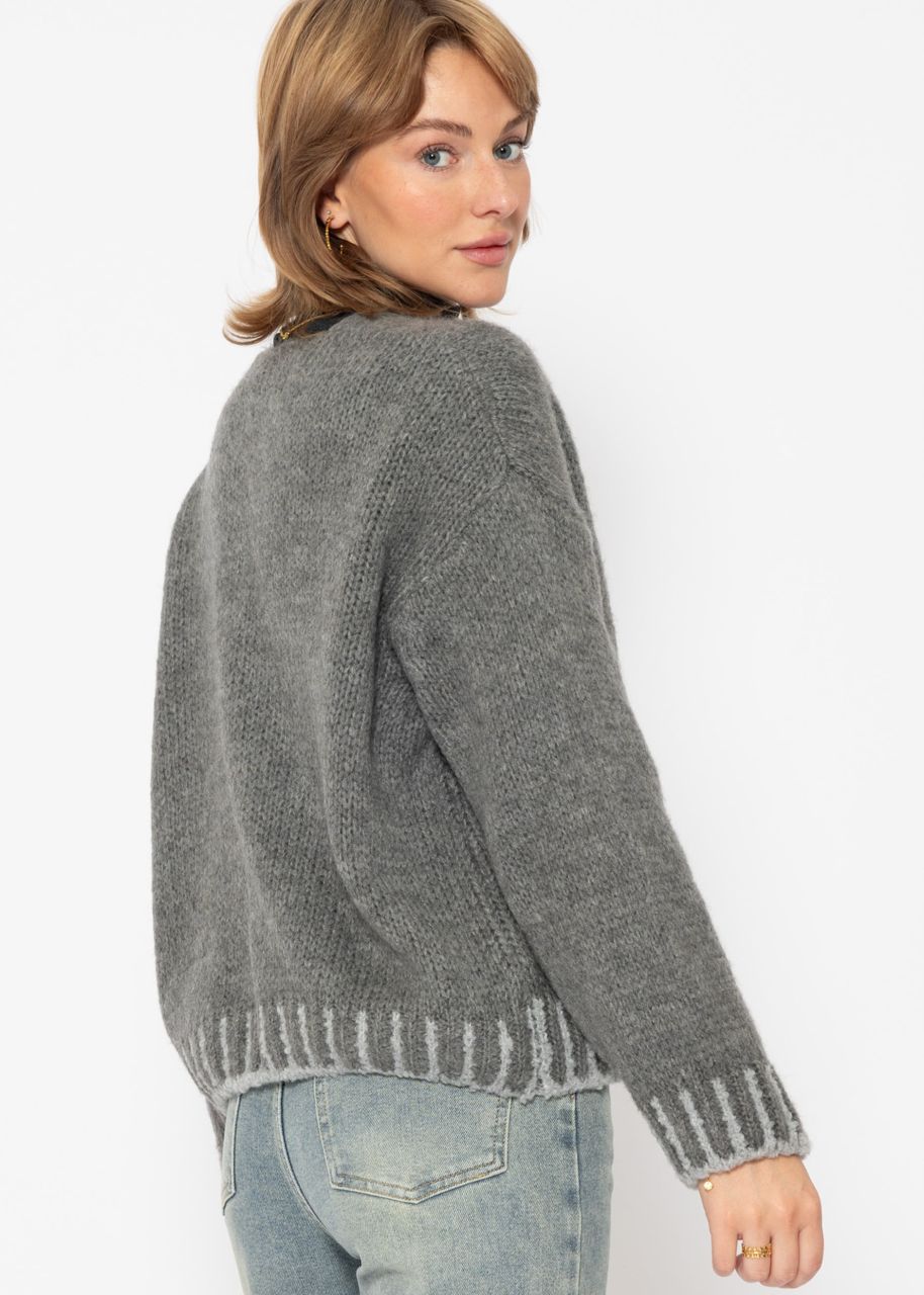 Loose-fitting cardigan with accentuated hem - dark grey