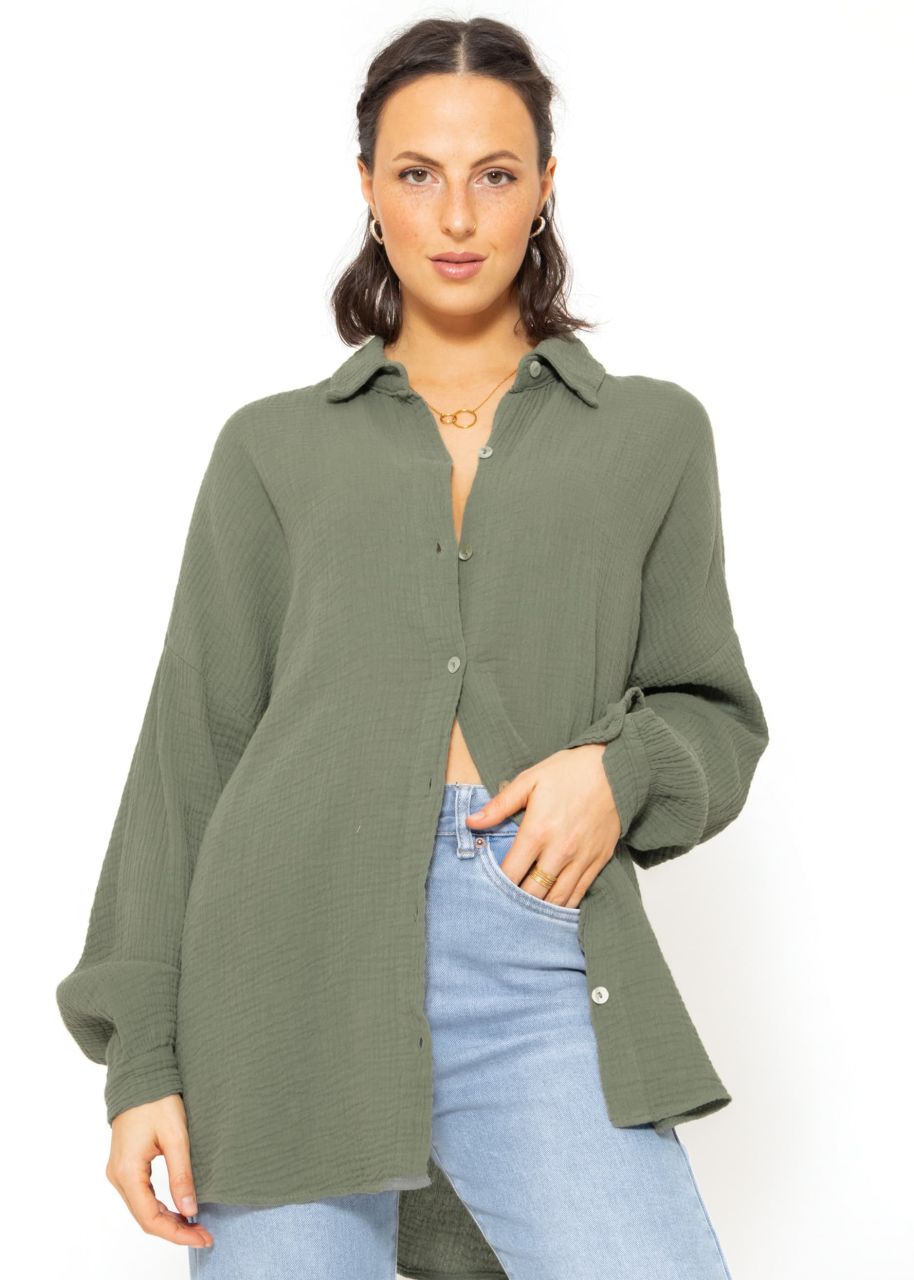Regular fit muslin blouse - khaki
