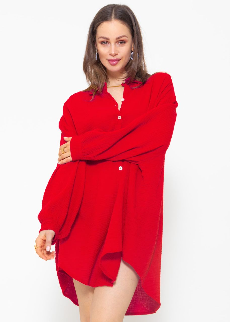 Muslin blouse oversize, red