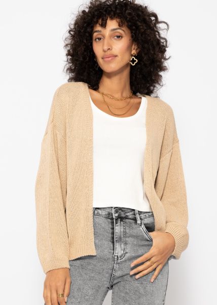 Cotton cardigan with wide sleeves - beige