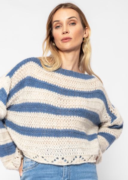 Sweater with stripes - jeans-beige