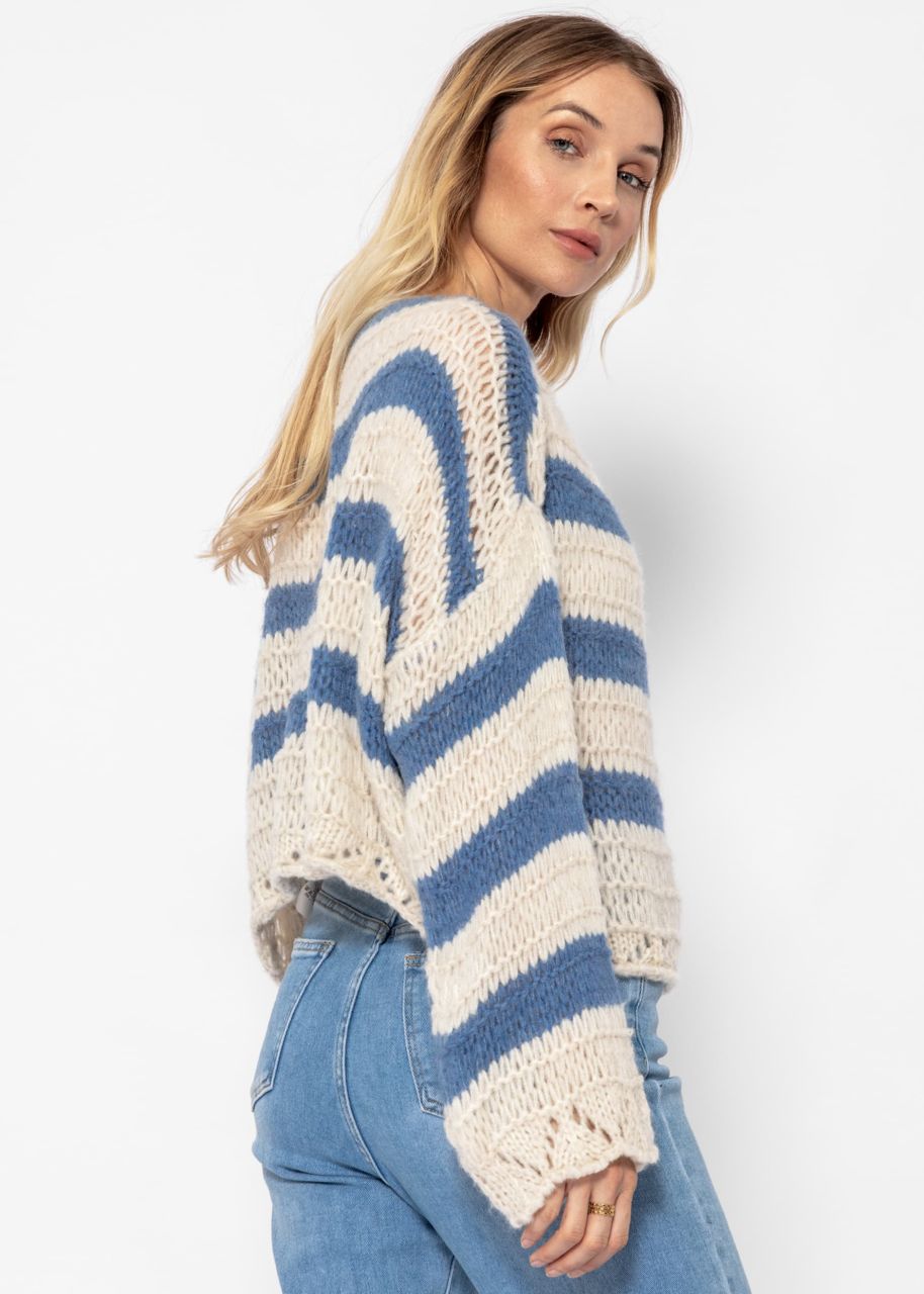 Sweater with stripes - jeans-beige