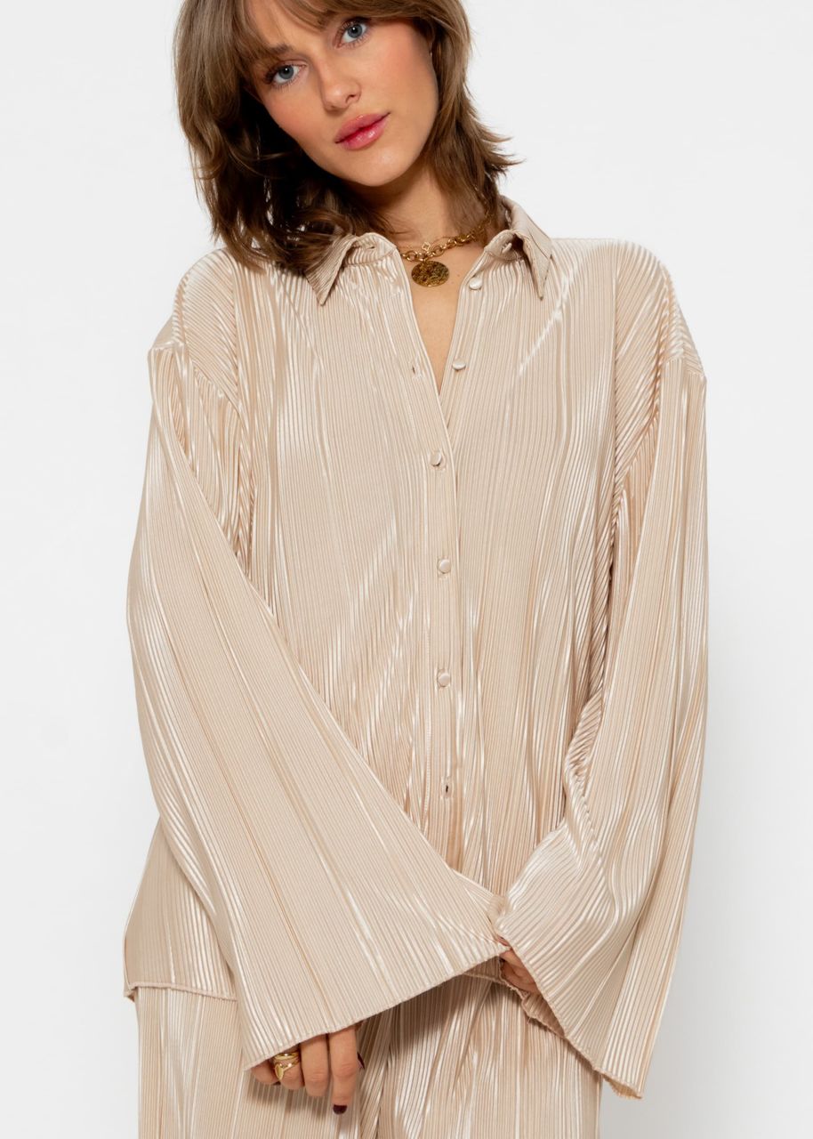 Pleated shirt blouse - beige