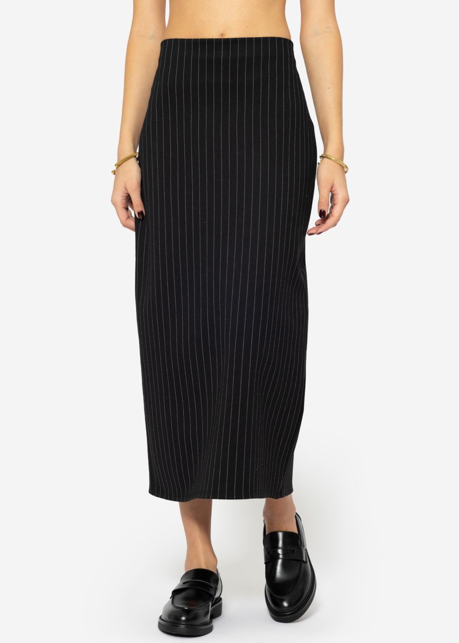 Long skirt with pinstripes - black