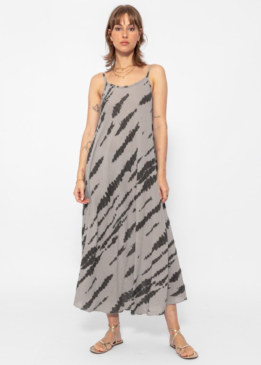 Muslin beach dress with zebra print - taupe