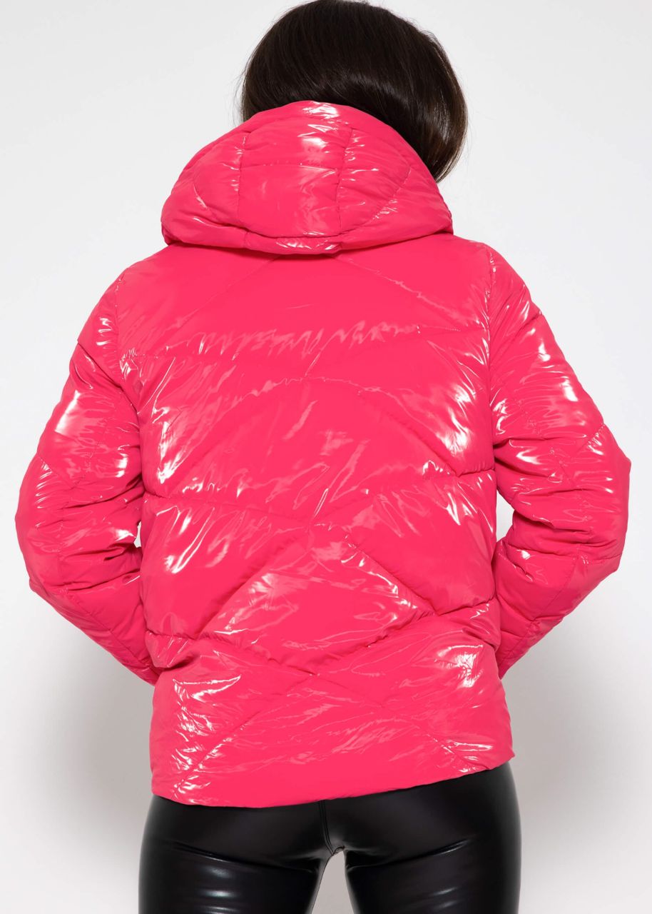 Puffer jacket with hood - pink