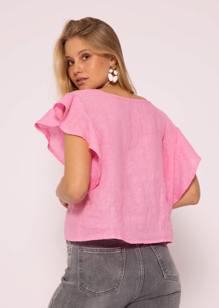 Linen shirt with flounces, pink